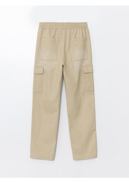 Lcw Kids Yıkamalı Beli Lastikli Erkek Çocuk Kargo Jean Pantolon