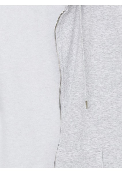 Xsıde Kapüşonlu Düz Uzun Kollu Oversize Kadın Fermuarlı Sweatshirt
