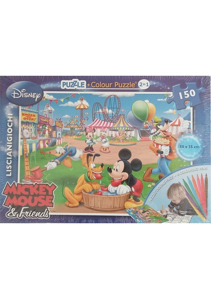 8 Boyama Kalemli Mickey Mouse 150 Parça Çocuk Puzzle