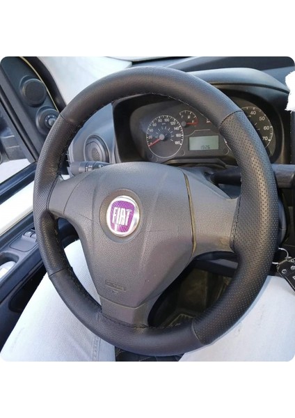 Dikişli Direksiyon Kılıfı Damarlı Noktalı Deri Siyah Dikişli Fıat Linea Için
