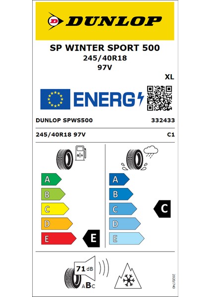 245/40 R18 97V Sp Winter Sport 500 Oto Kış Lastiği ( Üretim Yılı: 2024 ) fiyatları