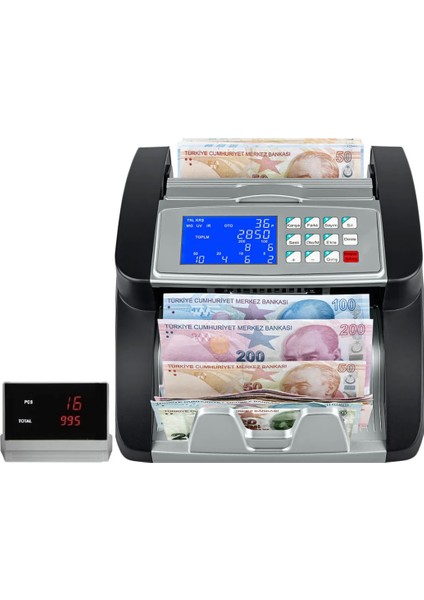 V2 Karışık Para Sayma Makinesi TL- Euro -usd-türkçe Sesli Uyarı Müşteri Ekranı Hediyeli