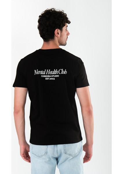 Mental Health Club Regular Fit T-Shirt Erkek - Siyah