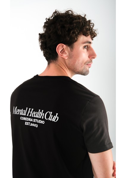 Mental Health Club Regular Fit T-Shirt Erkek - Siyah