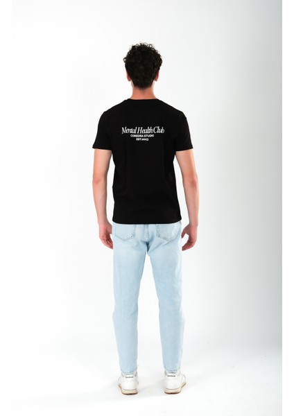 Mental Health Club Regular Fit T-Shirt Erkek - Siyah