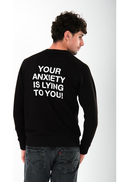 Anxiety Regular Fit Sweatshirt Erkek - Siyah modelleri