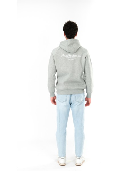 Mental Health Club Regular Fit Hoodie Erkek - Gri indirimleri