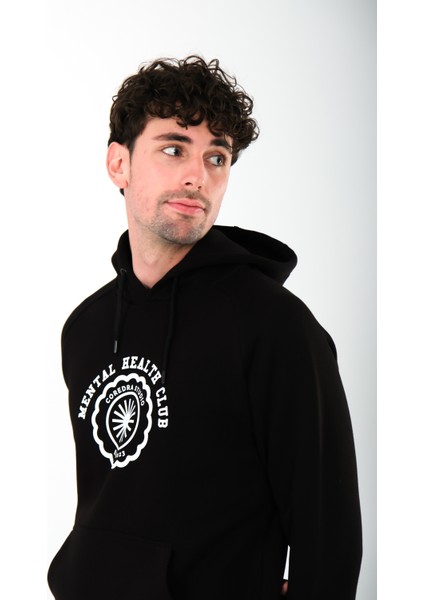 Mental Health Club Regular Fit Hoodie Erkek - Siyah