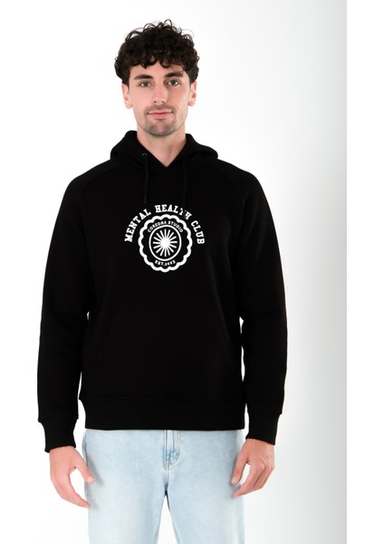 Mental Health Club Regular Fit Hoodie Erkek - Siyah modelleri