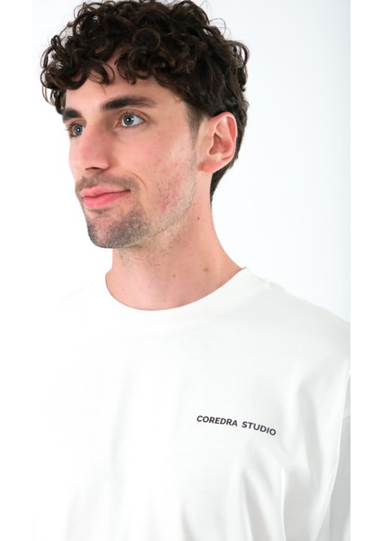 Camp Life Oversize Fit T-Shirt Erkek - Ekru