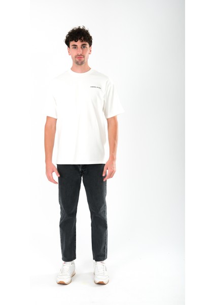Camp Life Oversize Fit T-Shirt Erkek - Ekru modelleri