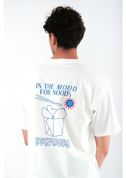 In The Mood For The Nood Oversize Fit T-Shirt Erkek - Ekru fiyatları