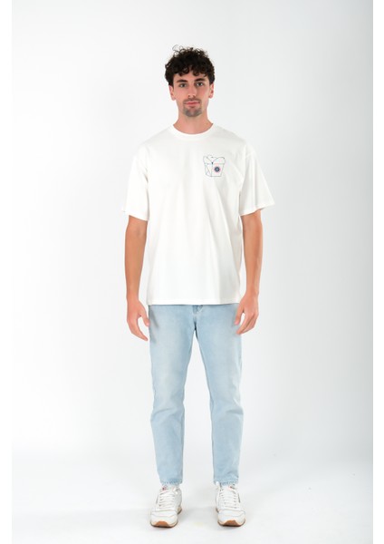 In The Mood For The Nood Oversize Fit T-Shirt Erkek - Ekru fırsatları