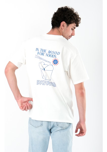 In The Mood For The Nood Oversize Fit T-Shirt Erkek - Ekru modelleri