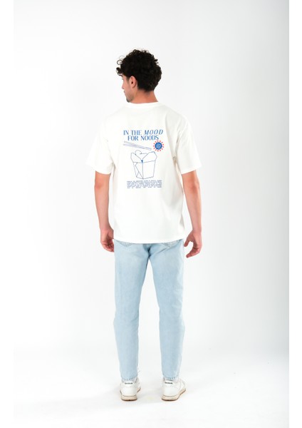 In The Mood For The Nood Oversize Fit T-Shirt Erkek - Ekru indirimleri