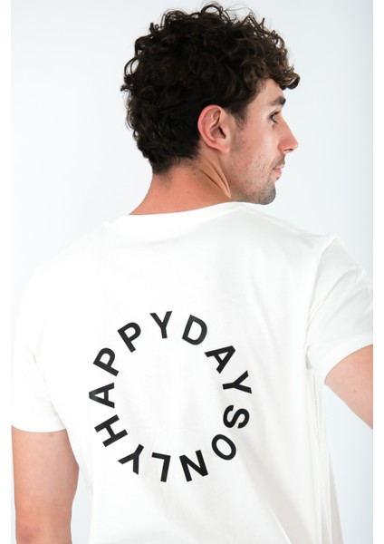 Happy Days Regular Fit T-Shirt Erkek - Ekru