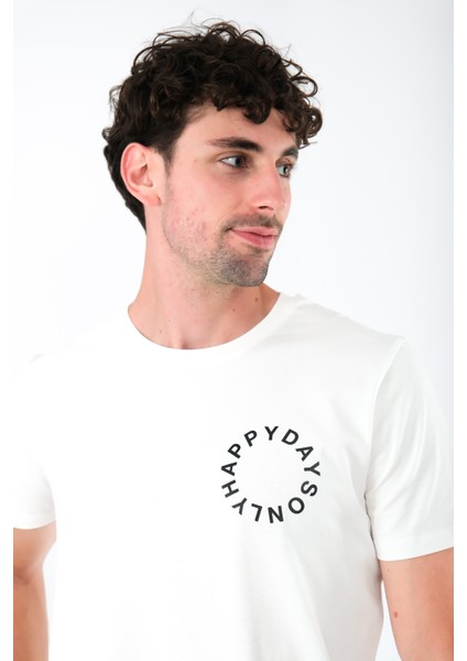 Happy Days Regular Fit T-Shirt Erkek - Ekru fiyatları