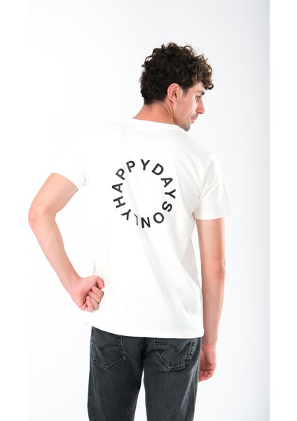 Happy Days Regular Fit T-Shirt Erkek - Ekru modelleri