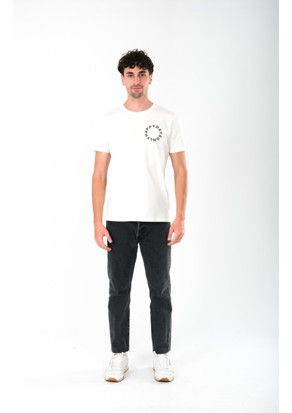 Happy Days Regular Fit T-Shirt Erkek - Ekru fırsatları
