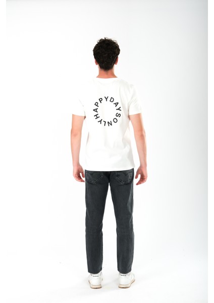 Happy Days Regular Fit T-Shirt Erkek - Ekru indirimleri