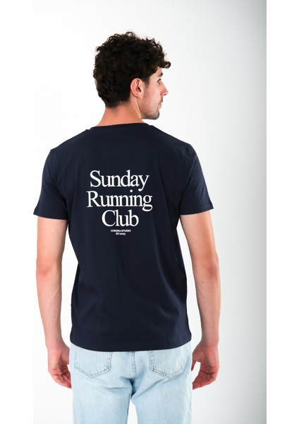 Sunday Running Club Regular Fit T-Shirt Erkek - Lacivert