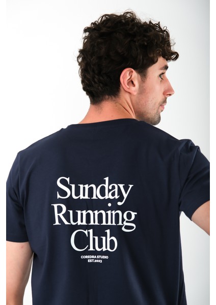 Sunday Running Club Regular Fit T-Shirt Erkek - Lacivert