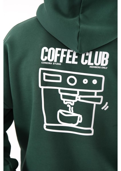 Coffee Club Oversize Fit Hoodie Erkek - Yeşil fırsatları