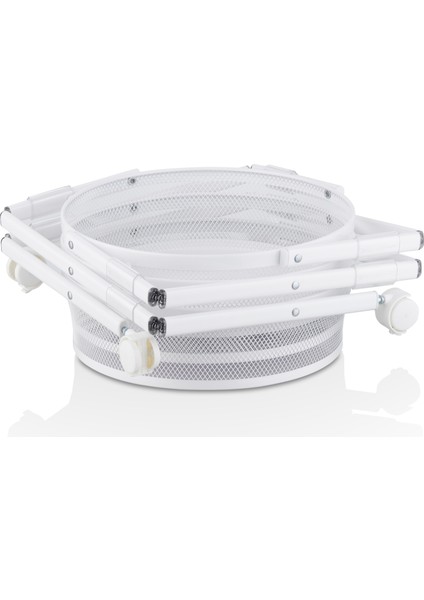 3 Katlı Pratik Katlanır Beyaz Renk Tekerlekli Patates Soğanlık - Çok Amaçlı 87,5cm Metal Organizer