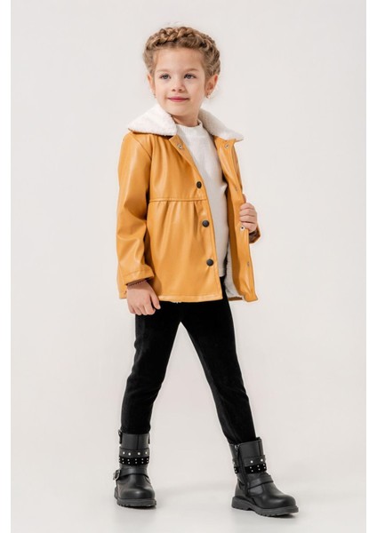 Içi Welsoft Deri Montlu Kız Çocuk takım - Hardal