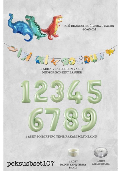Dinazor Tema Doğum Günü Balon Süsleme Seti Bannerlı Yaş Balonlu Dinozor Balon Zincir Paketi fiyatları