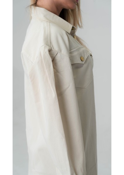 Boleyn Oversize Boyfriend Krem Rengi Gömlek fırsatları