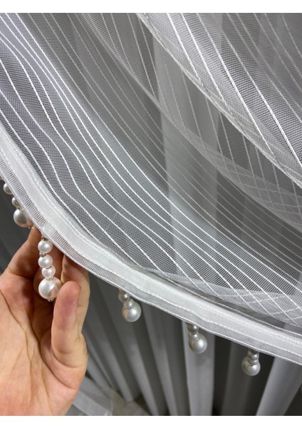Moda Inci Perde,Çizgili Tek Toplama Boncuklu Kruvaze Perde fırsatları