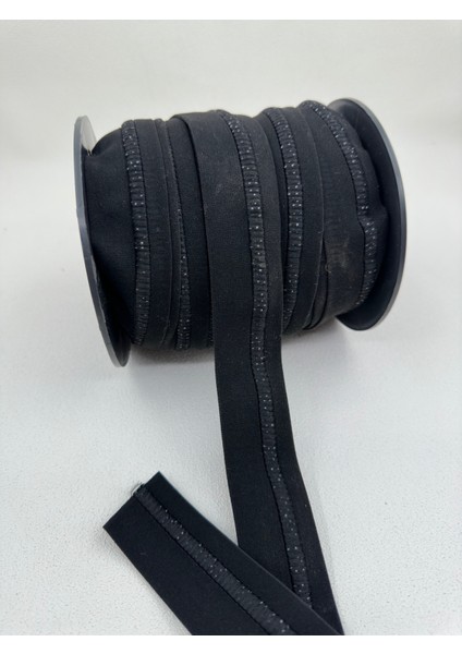 4 cm Içten Kordonlu Lastik-1 Metre-Siyah