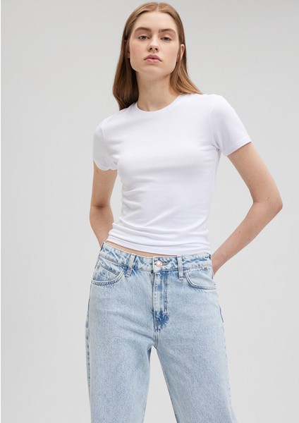 Lux Touch Beyaz Basic Modal Tişört 1600963-620