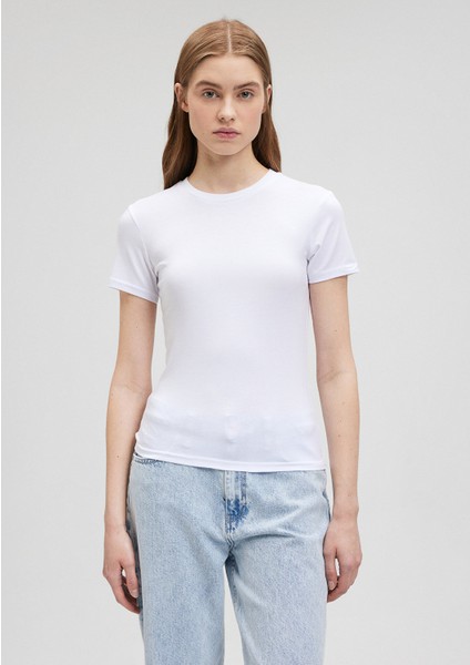 Lux Touch Beyaz Basic Modal Tişört 1600963-620 modelleri
