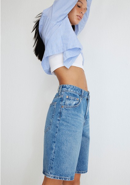 Melina Real Blue Indigo Mavisi Jean Şort 1410144-87086 modelleri