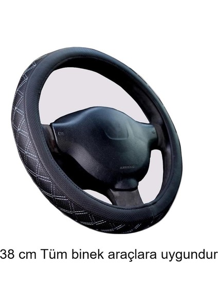 Direksiyon Kılıfı Siyah 38 cm Geçmeli Binek Araçlara Gri Nakışlı fiyatları