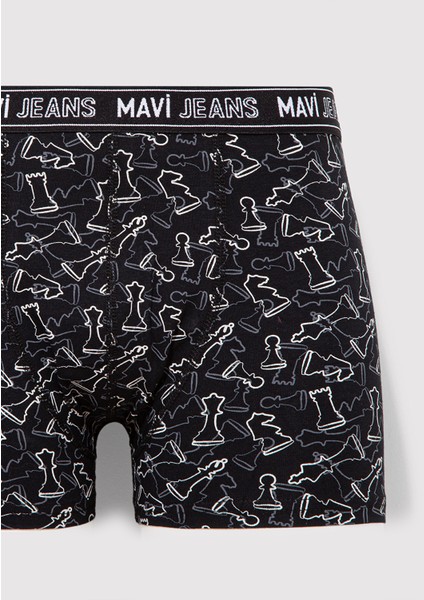 Satranç Baskılı Siyah Boxer 0911313-900
