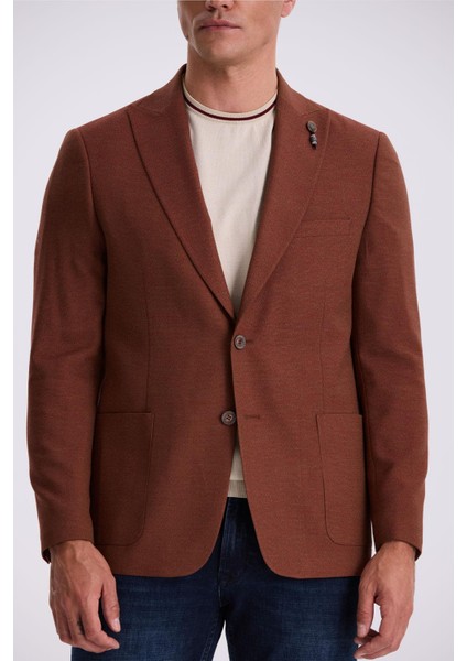 Kızıl Klasik Kalıp Kırlangıç Yaka Torba Cep Ceket