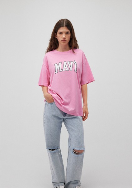 Mavi Logo Baskılı Pembe Tişört 1600843-71032