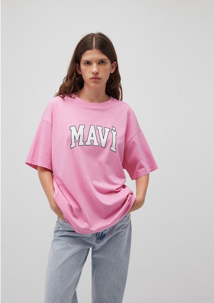 Mavi Logo Baskılı Pembe Tişört 1600843-71032