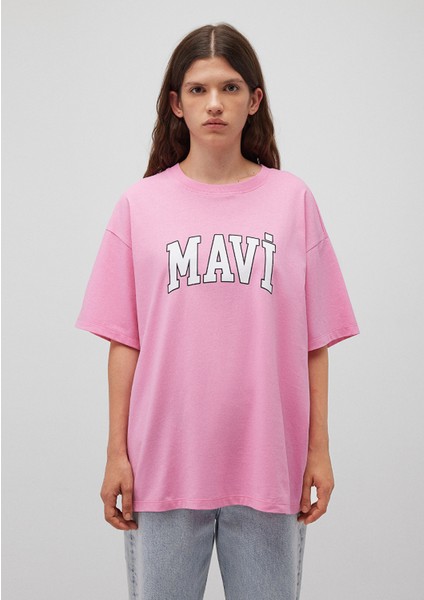 Mavi Logo Baskılı Pembe Tişört 1600843-71032
