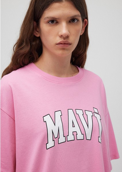 Mavi Logo Baskılı Pembe Tişört 1600843-71032