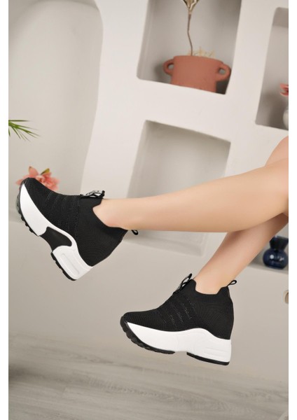 Lady 3009 Siyah 9cm Gizli Dolgu Sneakers