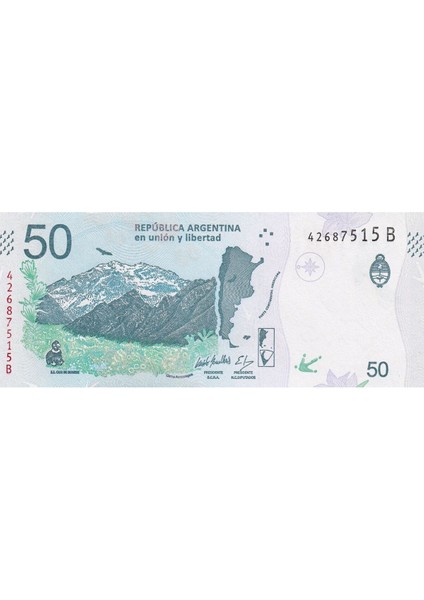 Arjantin 50 Peso 2018, P#363(2), Çil, Eski Yabancı Kağıt Para