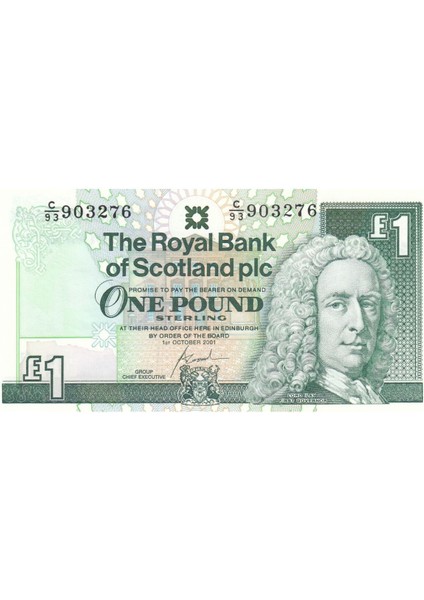 Iskoçya 1 Pound 2001, P#351E, Çil, Eski Yabancı Kağıt Para