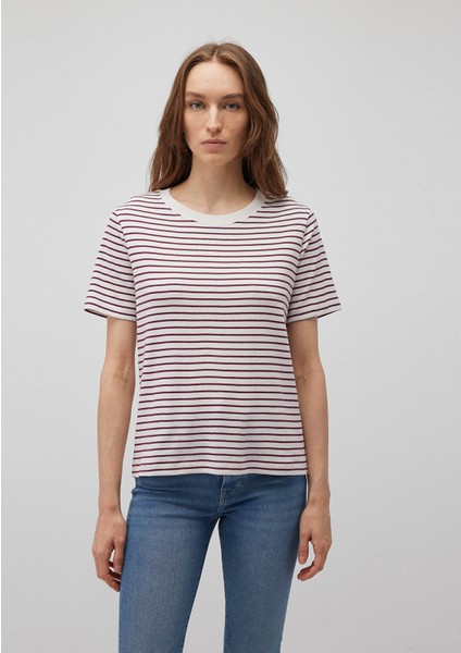 Bordo Çizgili Basic Tişört 1611653-88108 modelleri