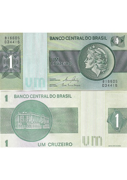 Brezilya 1 Cruzeiro 1980, P#191AC, Çil, Eski Yabancı Kağıt Para