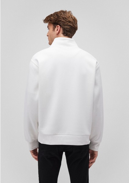 Yarı Fermuarlı Beyaz Basic Sweatshirt 0S10278-70057 fırsatları