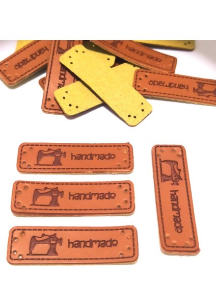 10 Adet Handmade Deri Etiket Dikiş Makinesi Figürlü Etiket , Etiketler